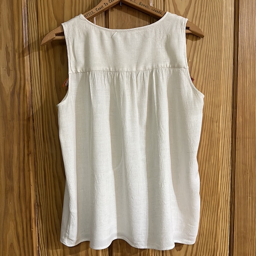 THML Off-White  Boho Sleeveless Top with Multicolor Accents ~ Large - Picture 3 of 9
